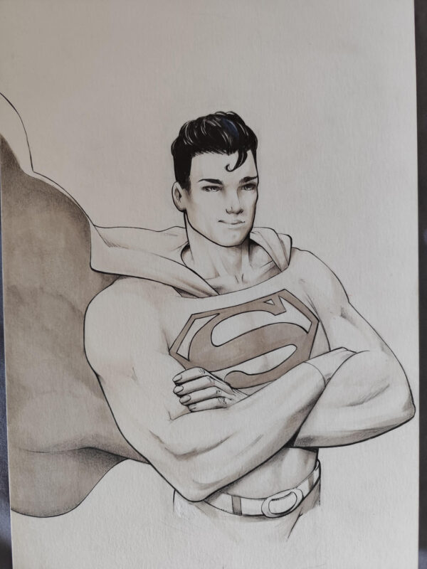 Original traditional art Superman by Claudia Balboni