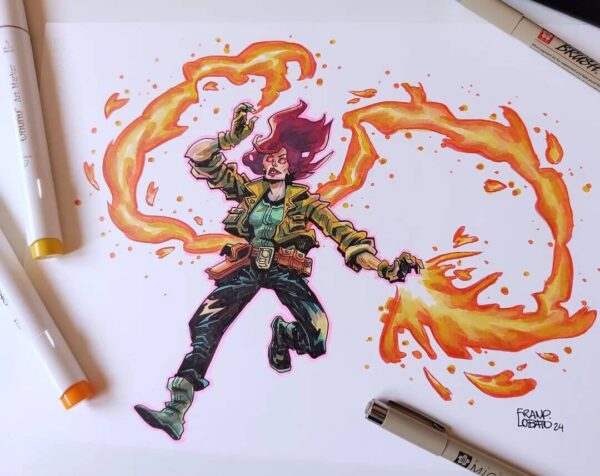 Original art Liz Sherman Hellboy by Fran P. Lobato